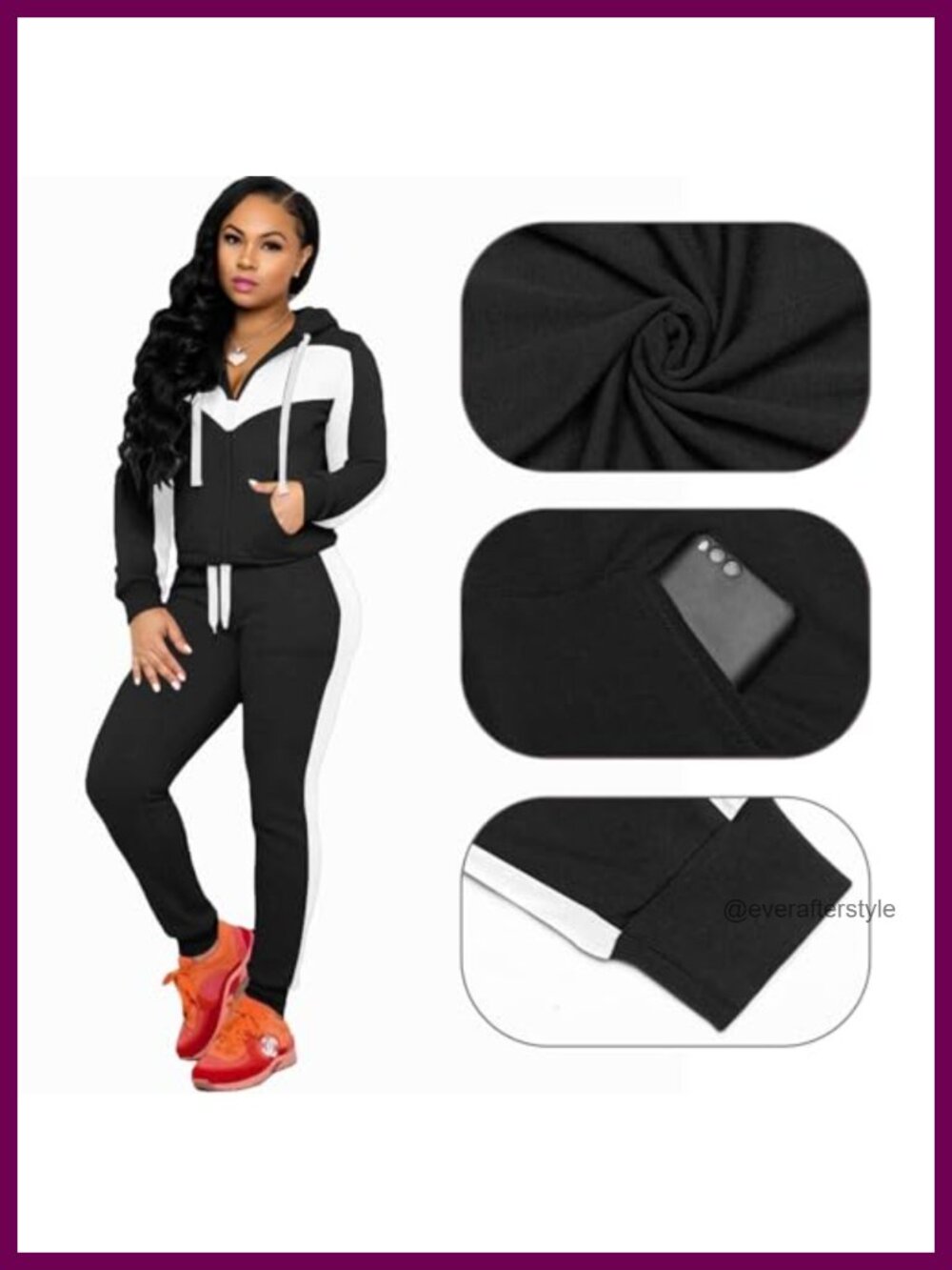 Women's 2 Piece Sweatsuit Set Jogging Outfit Zip Hoodie & Pants Set - Picture 5 of 6